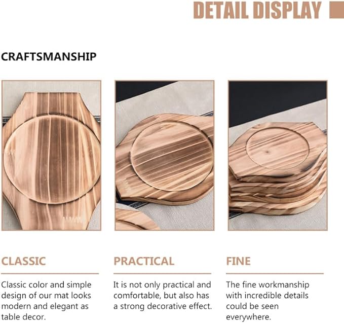 DOITOOL Dolsot Stone Bowl Tray Wooden Korean Bibimbap Earthenware Stone Bowl Holder Saucer Heat Insulation Cushion for Hot Pot Bibimbap Food