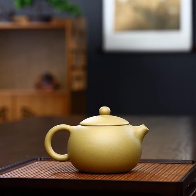 Xishi Teapot 15oz Chinese Zisha Clay Pot Ceramics Purple Sand Mud Kungfu Tea Set Kettle 9 Hole Filter (Yellow 450ml)