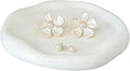 CHENACC Ceramic Jewelry Tray, White Round Cloud-Shaped Vanity Decorative Dish-Stylish Room Aesthetic Accessory, Catchall for Jewelry Watches Keys Round Plate Holder