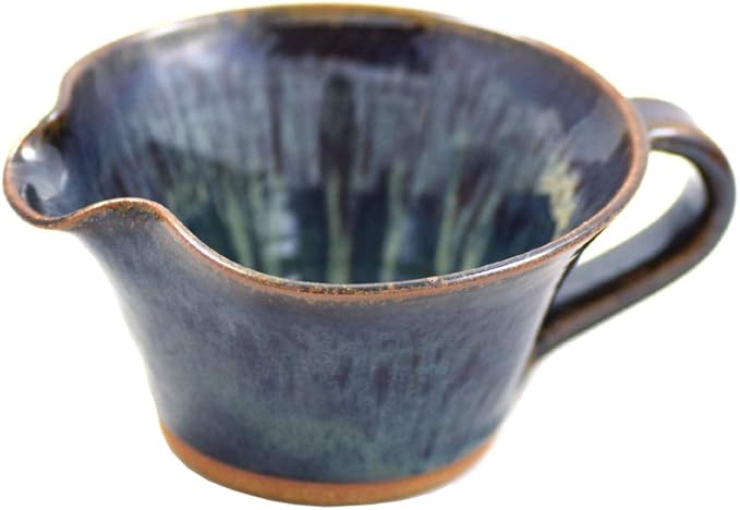 Modern Artisans American Made Stoneware Pottery Mixing Bowl with Handle in Midnight Blue (Mini Size 12 oz)