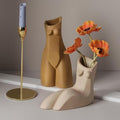 Modern Ceramic Decorative vase Human Body Shape Creative vase Jingdezhen Famous kiln Stucco Clay vase Suitable for Home Decoration Dining Table Living Room Shelf Decoration (Brown)