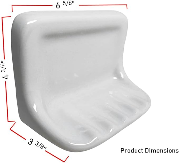 Tenedos White Glazed Ceramic Soap Dish Holder for Bathroom Wall – Bathroom Accessory Kit, Not for Flat Surface Installation, Mount with Tile Adhesion