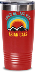 Life Is Better In Asian Cats Coffee Tumbler 20oz, Red