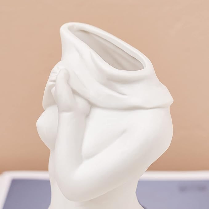 AETVRNI Unique Base Roots Modern Vase Female Body Vase Statue Ceramic Vases Decorative Female Form Sculpture Boho Decorations for Bathroom Home,B