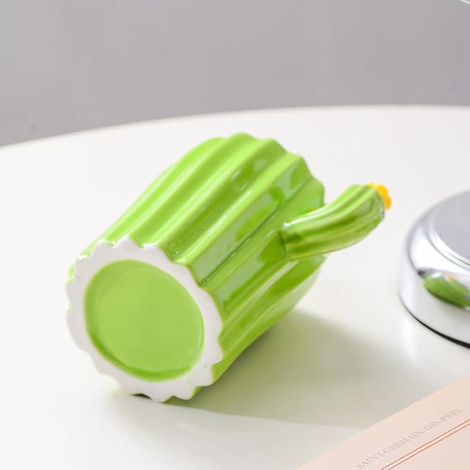 Toothbrush Holders for Bathroom Countertop Organizer Decoration Toothpaste Holder Cute Cactus Shape(Green-01)