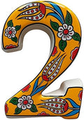Large Ceramic Housewarming Sign Ceramic Address Plaque House Numbers Sign Door Personalized Coloured Decorative Hand Decoratede Housewarming Gifts Tulip Design 12 * 9 cm (Yellow, 2)