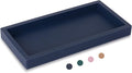 Small Silicone Bathroom Vanity Tray Rectangle Soap and Sponge Holder Kitchen Sink Organizer for Scrubber, Lotion Bottles, Perfume, Jewelry, Candle, Key Trinket Ring, Dark Blue