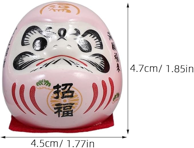 5pcs Japanese Ceramic Lucky Dolls Miniature Figurines Small Dashboard Statues for Car and Home Decoration 4.7cm Sculptures Asian Collectible Ornaments