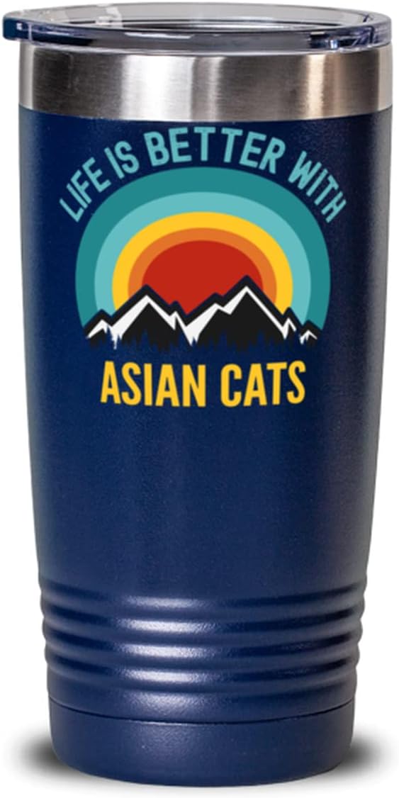 Life Is Better In Asian Cats Coffee Tumbler 20oz, Blue