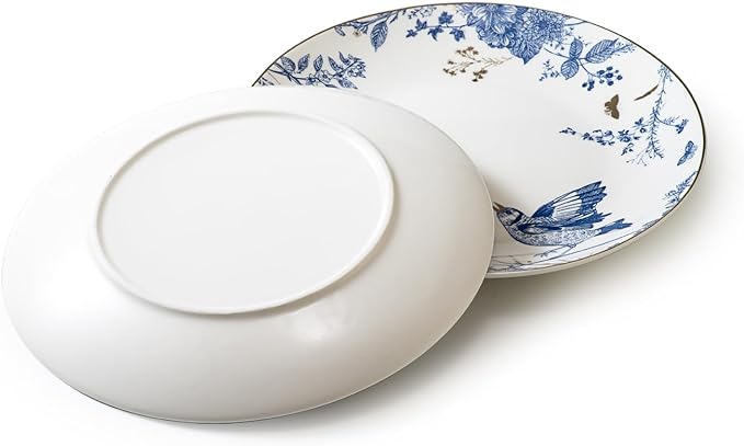 Porcelain Floral Plates 10 Inch Ceramic Salad Plates Kitchen Plates Set of 4 Blue and White Dinner Plates, Pasta Plate for Appetizer, Dessert,Party,Housewarming,Gift
