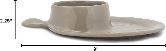 Artisan Divided Dark Grey 9 x 9 Ceramic Stoneware Soup and Sandwich Plate