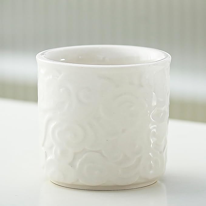 Ceramic Espresso Cups Set of 4-3oz Demitasse Cups for Coffee & Tea, No Handles, Durable & Dishwasher Safe (white, 4)