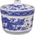 123Arts Ceramic Sugar Bowl Blue and White Storage Jar Candy Dish Seasoning Jar with Lid
