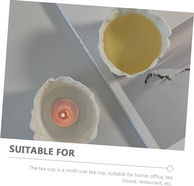Ciieeo Wrinkle Design Ceramic Tea Cup Mini Chinese Porcelain Tasting Cup Unique Candle Holder for Home and Office Dishwasher oz