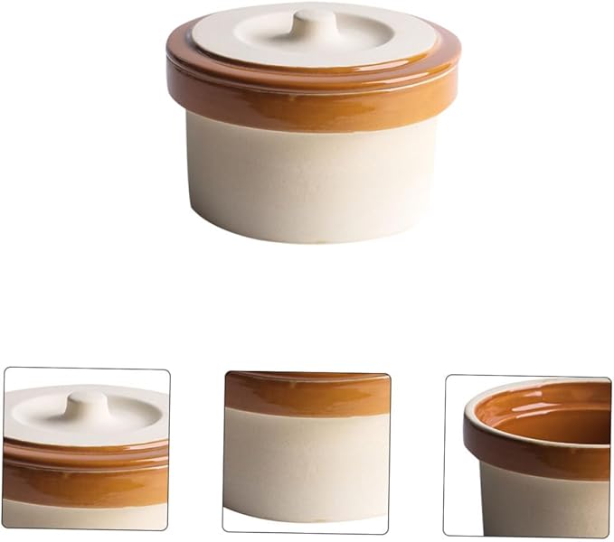 OUNONA 2pcs Ceramic Steaming Bowl with Lid Practical Kitchen Supply for Soup Rice Yogurt Desserts Lightweight Smooth Surface Easy to Clean Home Tableware