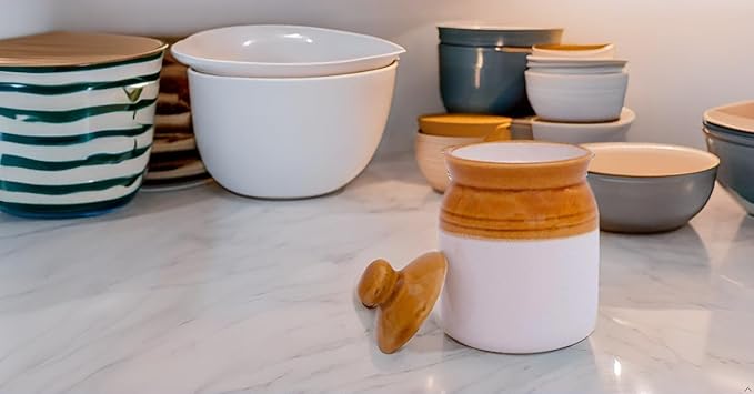 The Great Indian Bazaar Decorative Ceramic Jar With Lid For Kitchen Pantry Countertop Home Dining Table Accessories Condiment Pickle Spice Coffee Tea Caddy Sugar Salt Herbs Food Storage (White)