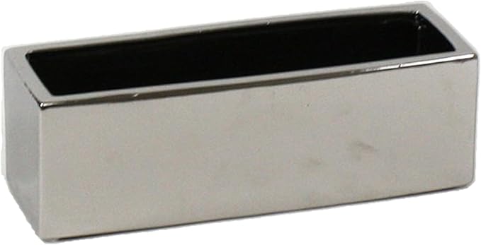 WGVI Long Rectangle Ceramic Planter Vase in Silver 12" x 4" x 4"H, Block Rectangular Terrarium Box Pot, Flower Arrangement, Table top Centerpiece, Home Decor Organization Storage Container, 6 Pcs.