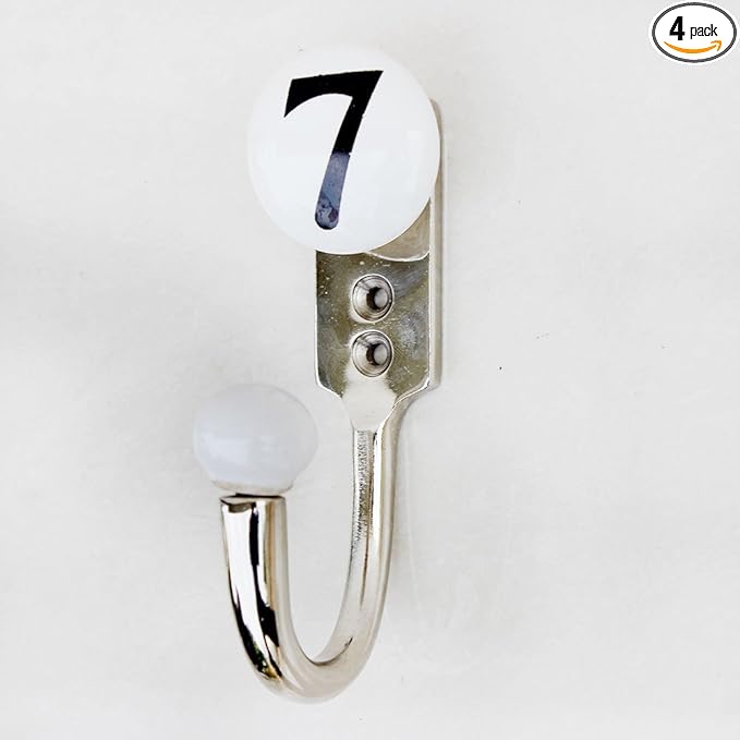 Indian Shelf 4-Pack Premium Ceramic, Zinc Decorative Cute Hooks for Hanging Coats, Jackets, Leash, Hat, Towel, Backpack, Purse, Handbag Online (White)