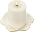 uxcell Candle Holder Plates, 4 Inch Ceramic Candle Tray Tealight Incense Holder Dish Candlestick for Tea Light Aromatherapy Wedding Rustic Vintage Home Decor, Lotus Leaf White