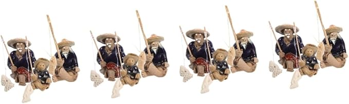 BESPORTBLE 12pcs Fisherman Figurines for Fish Tank Decor Miniature Fisherman Ornaments for Bonsai Landscape Lightweight and Durable Asian Sculpture for Home and Garden