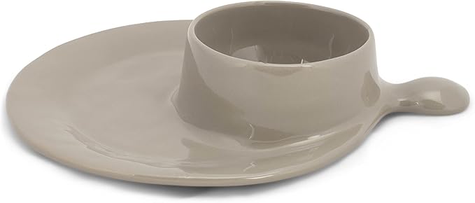 Artisan Divided Dark Grey 9 x 9 Ceramic Stoneware Soup and Sandwich Plate