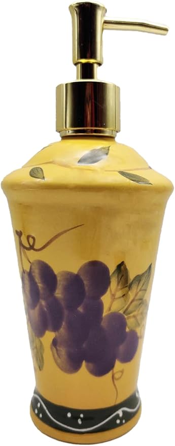 ACK Ceramic Hand Painted Tuscany Fruit Décor Refillable Soap Dispenser,Lotion Jar, Kitchen Décor, Bathroom Décor
