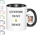 Custom Mug With Pictures, Personalized Coffee Mugs, Ceramic Coffee Cups Tea Cup for Office and Home, Add Multiple Images Funny Gift for Birthday Xmas Father & Mother Day, Black