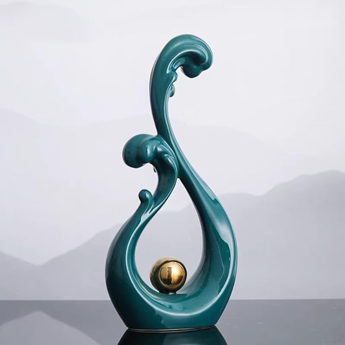 Sculptures Statues Sculpture Decoration White, Modern Abstract Art Sculptures Decoration, Office, Apartment Statues and Sculptures, Ceramic, White (Green Grün)