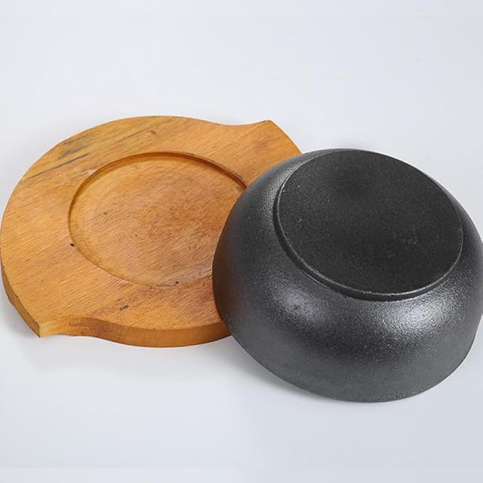 Cabilock Cast Iron Bibimbap Bowl 6.7 Inch Korean Stone Bowl for Cooking Sizzling Hot Pot Dolsot Professional Ramen Noodle Soup Mixing Rice Serving Basin Oven Safe Seasoned Kitchenware