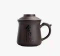 Chinese ZiSha Tea Cup, Cup Filter Integrated, Purple Sand Tea Set, Suitable for Home, Office, as Father's Day, Birthday, Christmas Gift（12.5oz） (Black)