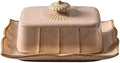 WAIT FLY Vintage Ceramic Butter Dish with Lid for Kitchen Countertop, Home Decorative-Khaki-1 PCS