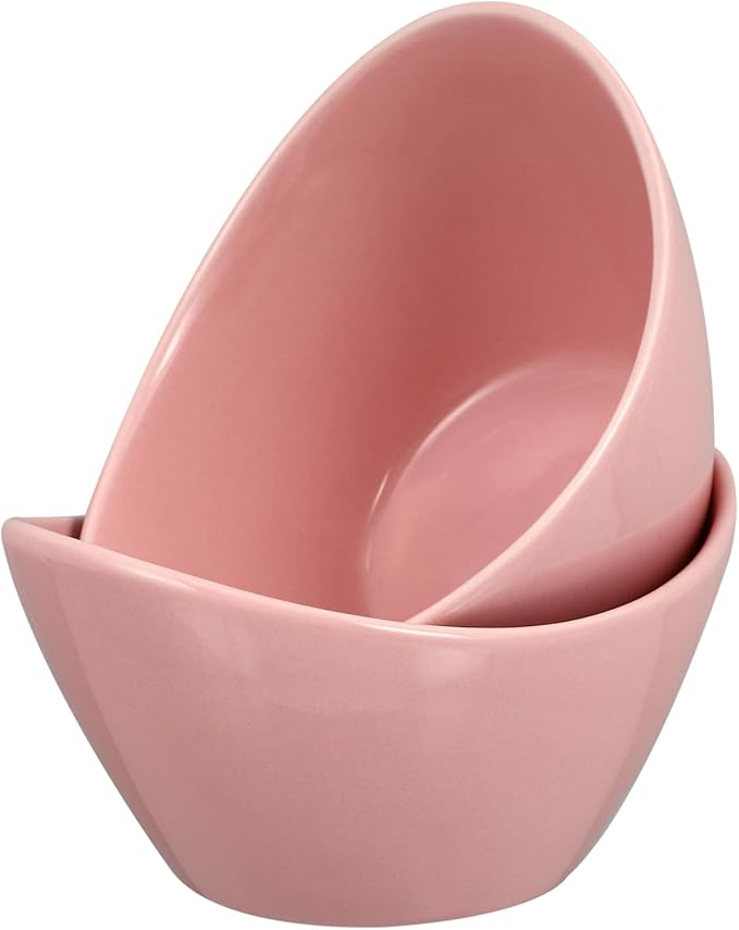 ABOOFAN 2pcs Ceramic Salad Bowl Rice Ramen Bowl Soup Pasta Noodle Home Kitchen Handmade Curve Design Easy to Clean