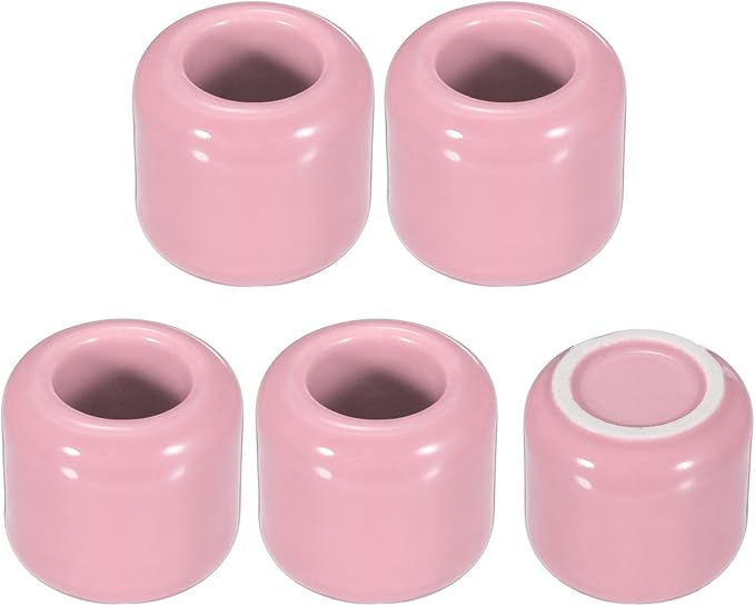uxcell 5 Pcs Ceramic Chime Candle Holders, Small Ceramic Candle Holders for Birthday Parties Dinners Weddings Table Centerpiece Gatherings Anniversaries Occasions, Pink