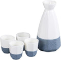 Traditional Sake Cup,Ceramic Wine Glasses,1 Set/5pcs Flagon Wine Glass Set Water Bottle Set Korean Gifts Wedding Champagne Glasses Ceramics Ceramic Drinkware (Blue 15.5X7.5X4.5CM)