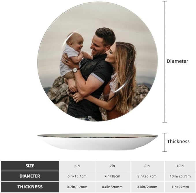 Custom Photo Ceramic Decorative Plate, Wobble-Plate Dishes with Display Stand, Handmade Ceramic Ornament, for Wall Hanging Living Room Bathroom Decor Gift, Cyan-10 In