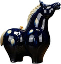 Handmade Ceramic Animal Statue Ceramic Couple Abstract Cute Pony Sculpture Home Decor Crafts Ornaments Blue Head Up