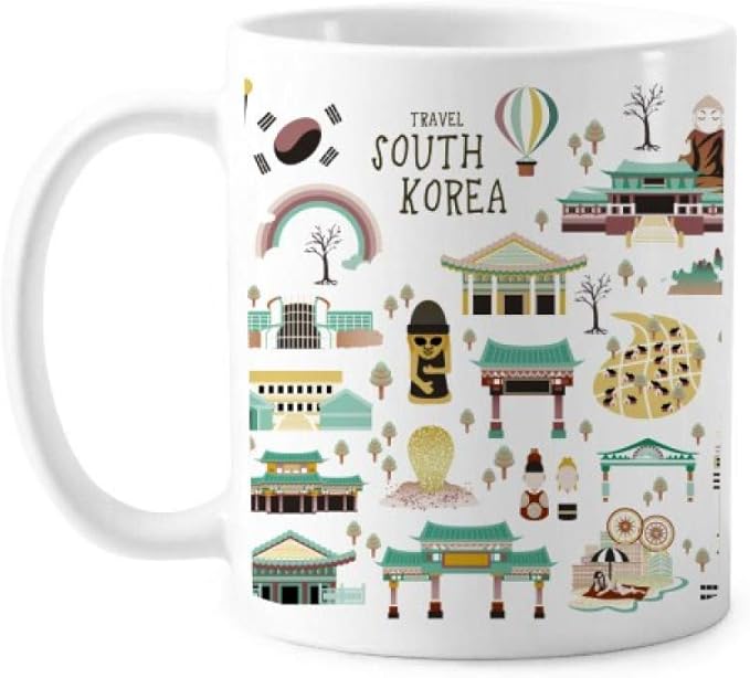 Korea Most Famous Landmarks Mug Pottery Ceramic Coffee Porcelain Cup Tableware