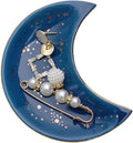 Soddeph Small Moon Ceramic Jewelry Tray, Decorative Trinket Dish, Ring Holder Plate, Modern Accent Tray for Bathroom, Nightstand, Entryway Table, Vanity (1, Blue)