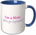 3dRose Im a Mimi. Whats your Superpower - hot pink - funny gift for grandma 11oz Two-Tone Blue Mug