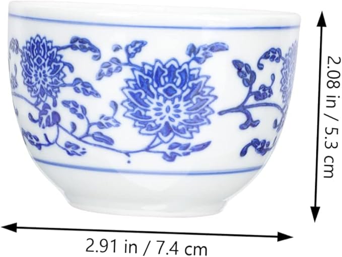 Sake Cup Set,Japanese Sake Cup,4pcs Blue and White Porcelain Wine Glass Asian Tea Cup Ceramic Sake Tea Cup Coffee Cup Mini Tea Cups Crystal Glass Tumblers Ceramic Cups Liquor Cup