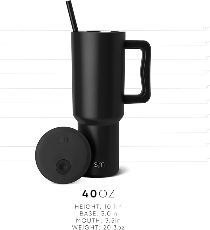 Simple Modern Trek | 40 oz Christmas Tumbler with Handle and Straw Lid | Cup Holder Friendly Insulated Stainless Steel Travel Mug | Holiday Gifts for Women Men Her Him | Winter Trees