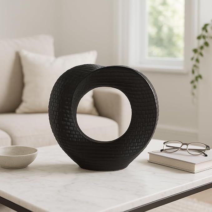 Decorative Home Decor Sculpture – Bathroom Accessory, Office and Room Decor Statement Piece – Modern Statue Accent for Living Room Decor, Bookself, Coffee Table or Artful Ornaments – 10" Black