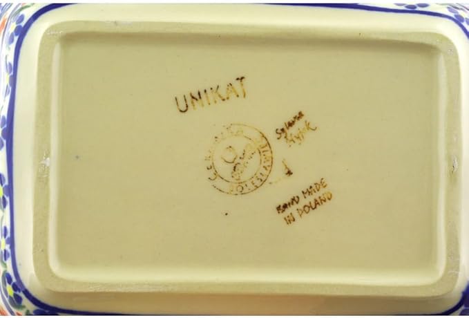 Polmedia Polish Pottery Rectangular Baker UNIKAT - Brilliant Butterfly Popp Pattern Handmade in Boleslawiec Poland by Ceramika Bona + Certificate of Authenticity