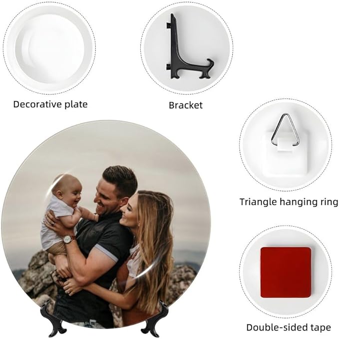 Custom Photo Ceramic Decorative Plate, Wobble-Plate Dishes with Display Stand, Handmade Ceramic Ornament, for Wall Hanging Living Room Bathroom Decor Gift, LemonChiffon-10 In