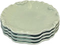 WAIT FLY 4PCS Lotus Leaf Ceramic Dessert Plates 6 Inch Snack Plates Serving Plates for Cake Appetizer Dried Fruit-Green