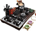 ufengkeWood Tea Tray Ceramic Kung Fu Tea Set Tea Service-Black