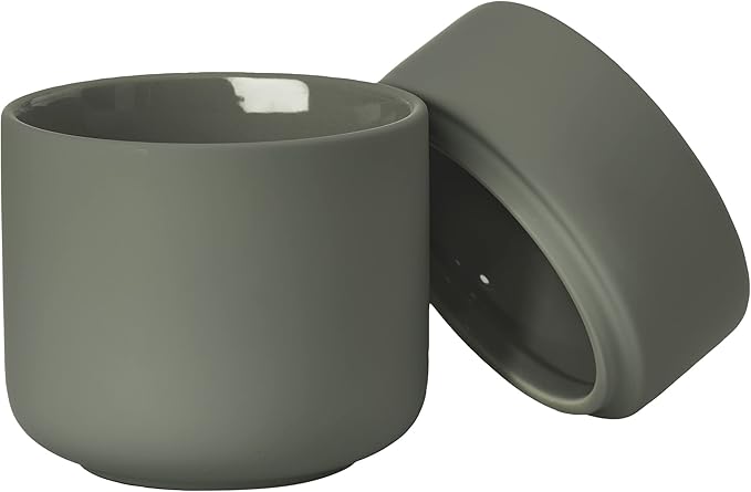 ZONE DENMARK Ume Taupe Cosmetic Jar - Elegant and Functional Storage Solution for Your Beauty Essentials, Infusing Scandinavian Design into Your Vanity Space (Olive Green)