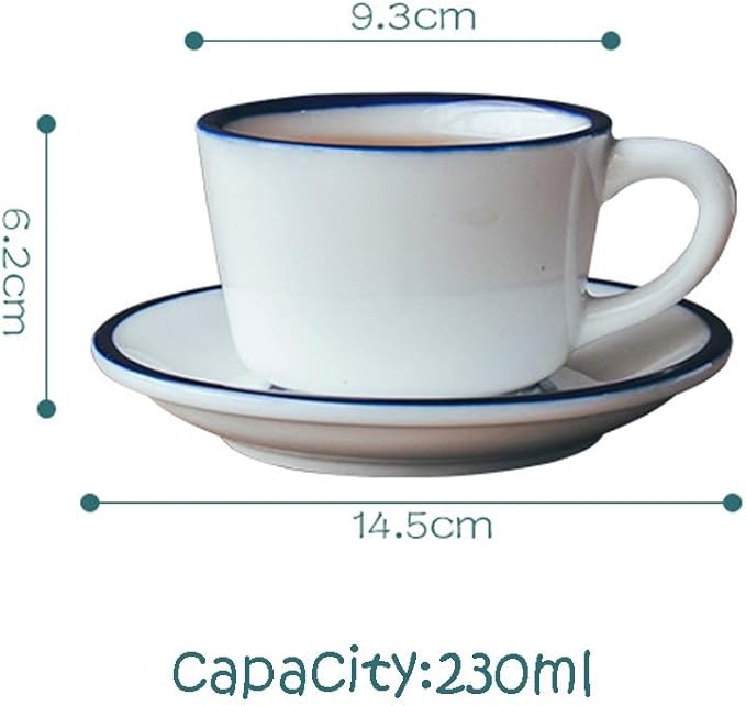 Coffee Cup Retro Smooth Coffee Cup,Handmade Ceramic Tea Cup,Drinking Glass,Simple Saucers Set,Asian Style,Nice, White 7.85Oz Tea Cup，