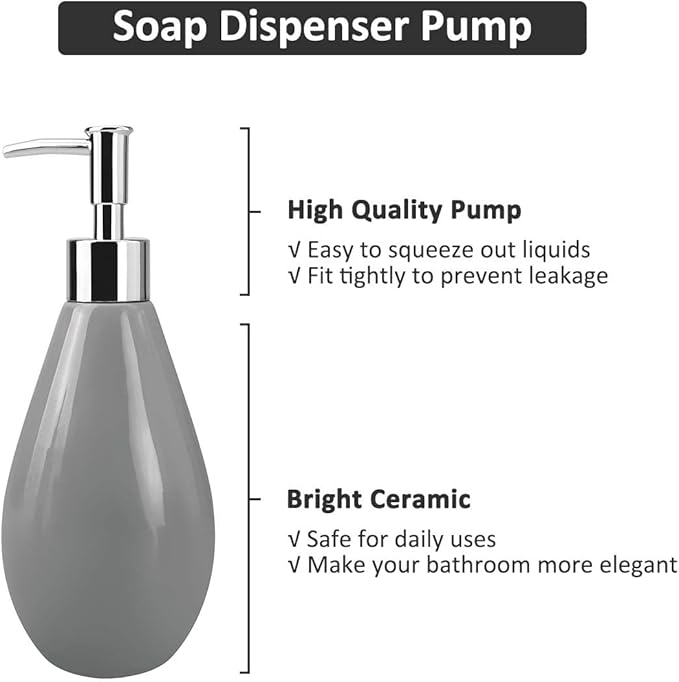 4-Piece Ceramic Bathroom Accessory Set, Bathroom Accessories Set Includes Soap Dispenser, Toothbrush Holder, Tumbler, Soap Dish, Complete Bathroom Ensemble Sets for Bath Decor, Ideas Home Gift