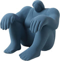Abstract Art Character Statue Figurine Handmade Ceramic Sculpture Ornaments for Bookshelf Wine Cabinet Crafts Decoration (Blue)